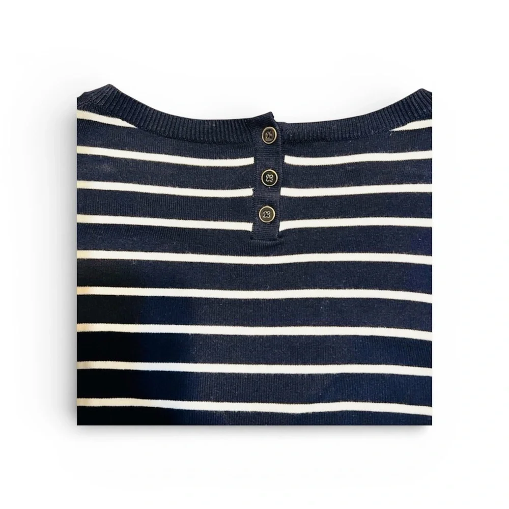 Talbot's Women's Striped Corgi LS Sweater Crewneck | Navy & White | X-Large - Picture 5 of 6